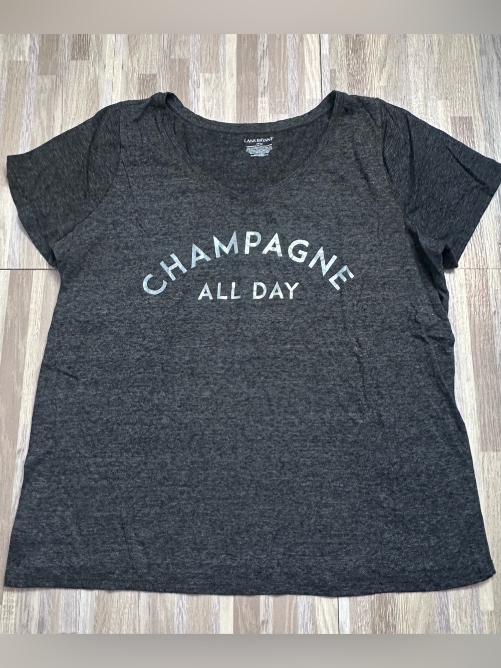 Lane Bryant Charcoal Graphic 'Champagne All Day' Tee Women’s Size 14/16
